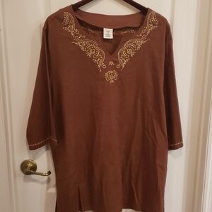 Westbound Beach cover up embroidered in brown